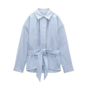 Zara belted stripe shirt